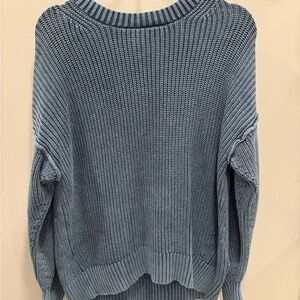 American Eagle Outfitters Blue Crew Neck Sweater with Ribbed Knit